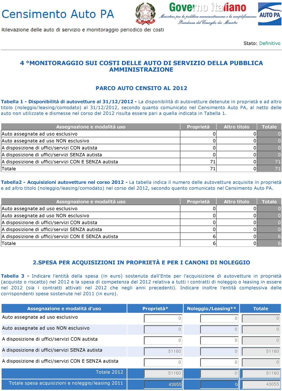 corso del 2012 risulta essere pari a quella indicata in Tabella 1.