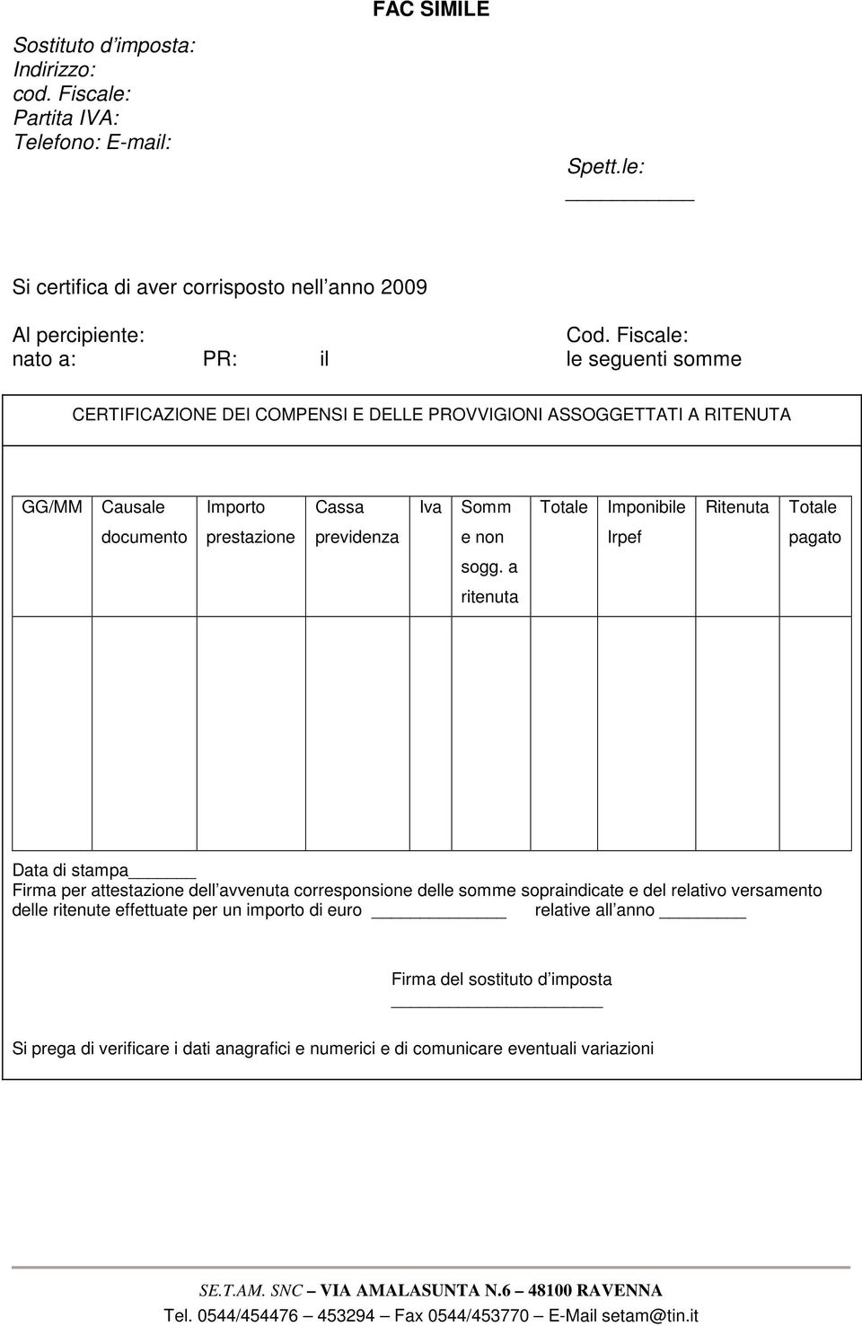 Totale documento prestazione previdenza e non Irpef pagato sogg.