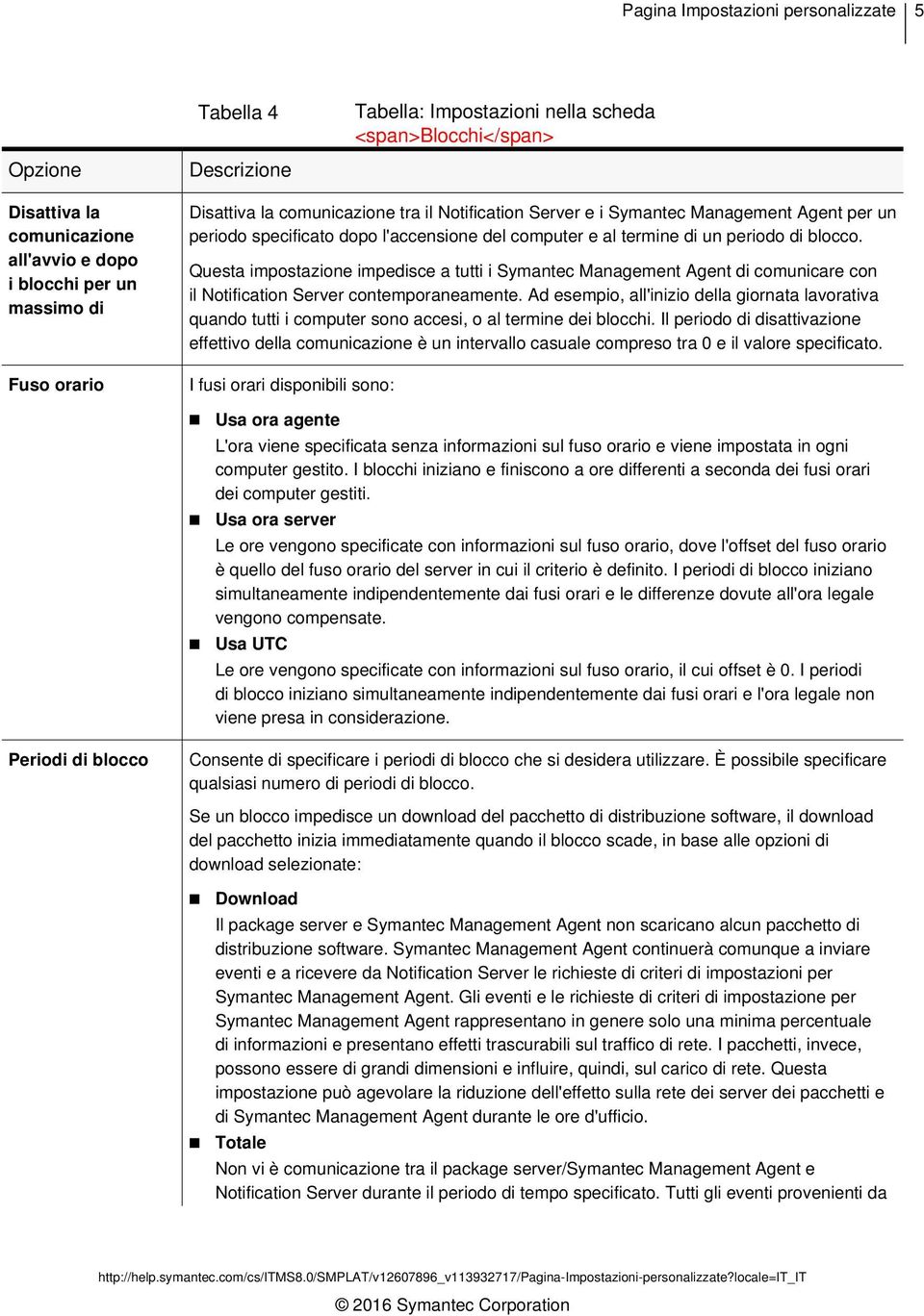 Questa impostazione impedisce a tutti i Symantec Management Agent di comunicare con il Notification Server contemporaneamente.