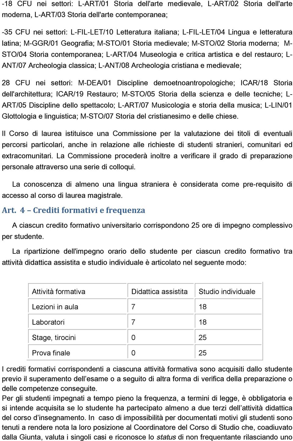 Studio individuale Lezioni in aula 7 18