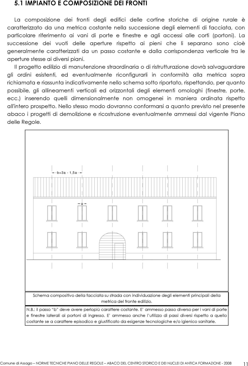 La successione dei vuoti delle aperture rispetto ai pieni che li separano sono cioè generalmente caratterizzati da un passo costante e dalla corrispondenza verticale tra le aperture stesse ai diversi