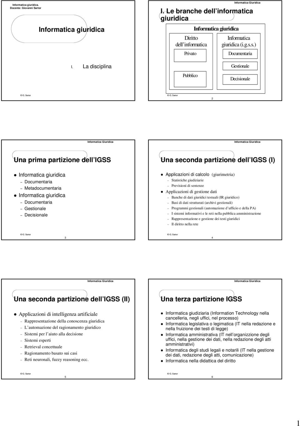 calcolo (giurimetria) Statistiche giudiziarie Previsioni di sentenze Applicazioni di gestione dati Banche di dati giuridici testuali (IR giuridico) Basi di dati strutturati (archivi gestionali)