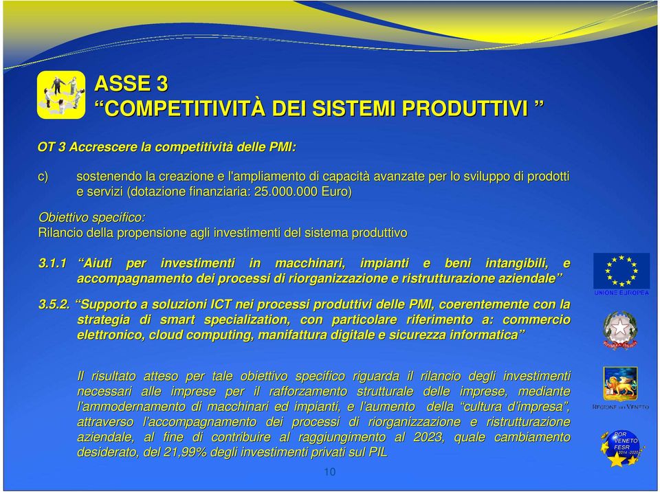 1 Aiuti per investimenti in macchinari, impianti e beni intangibili, i, e accompagnamento dei processi di riorganizzazione e ristrutturazione aziendale 3.5.2.