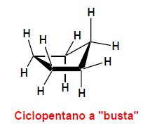 12 Per diminuire la tensione di eclissi esso assume una conformazione ripiegata con uno dei 4 atomi di carbonio che si solleva di 25 dal piano che contiene gli altri 3.