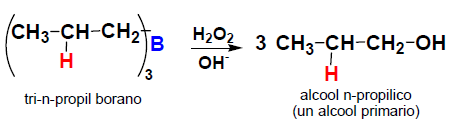 24 Addizione di Borano: idroborazione-ossidazione Gli alcoli primari possono essere ottenuti dalla reazione di addizione di Borano agli alcheni seguita dall ossidazione con acqua ossigenata in