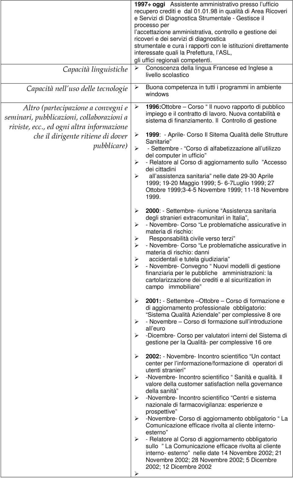 strumentale e cura i rapporti con le istituzioni direttamente interessate quali la Prefettura, l ASL, gli uffici regionali competenti.