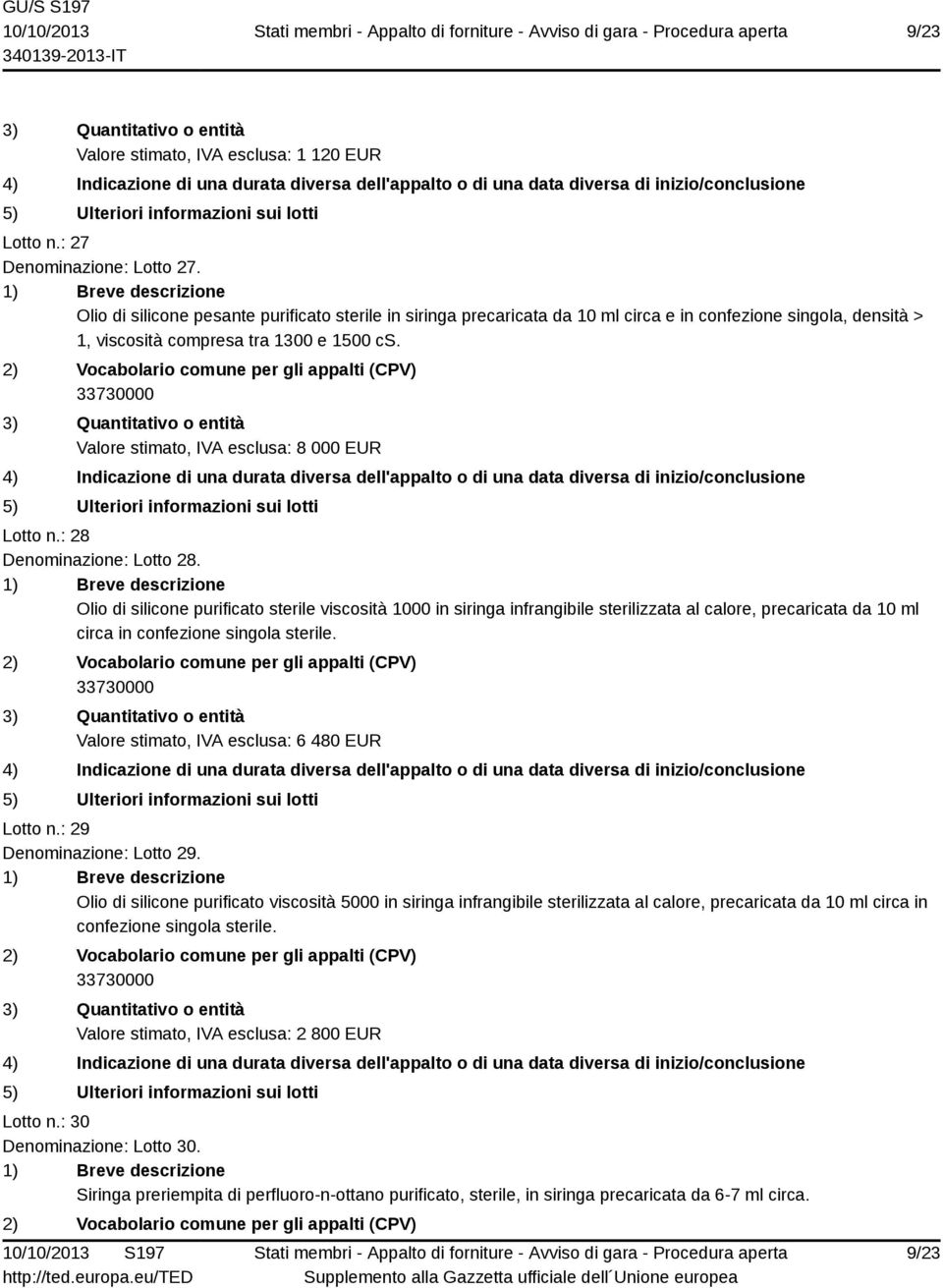 Valore stimato, IVA esclusa: 8 000 EUR Lotto n.: 28 Denominazione: Lotto 28.