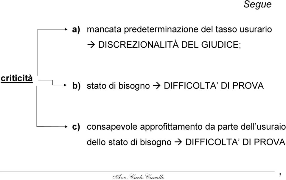 bisogno DIFFICOLTA DI PROVA c) consapevole