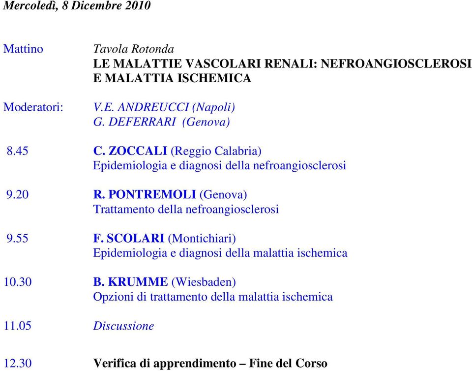 PONTREMOLI (Genova) Trattamento della nefroangiosclerosi 9.55 F.