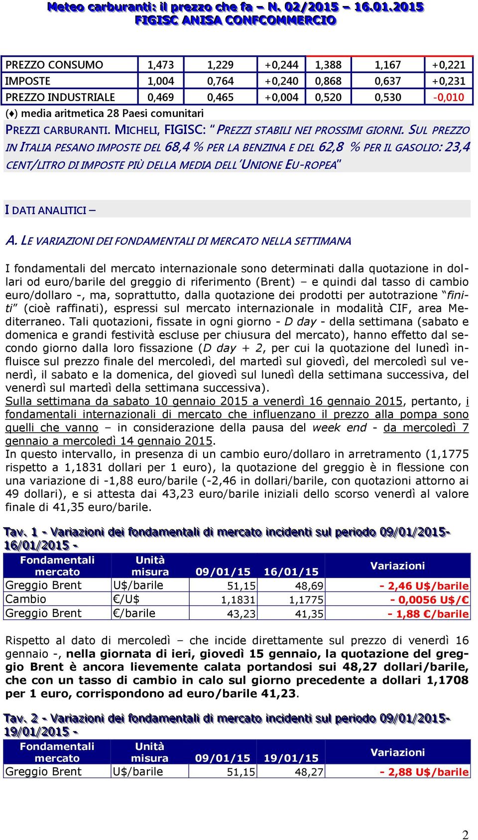 SUL PREZZO IN ITALIA PESANO IMPOSTE DEL 68,4 PER LA BENZINA E DEL 62,8 PER IL GASOLIO: 23,4 CENT/LITRO DI IMPOSTE PIÙ DELLA MEDIA DELL UNIONE EU-ROPEA I DATI ANALITICI A.