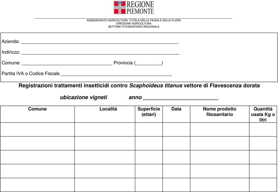 Registrazioni trattamenti insetticidi contro Scaphoideus titanus vettore di Flavescenza dorata