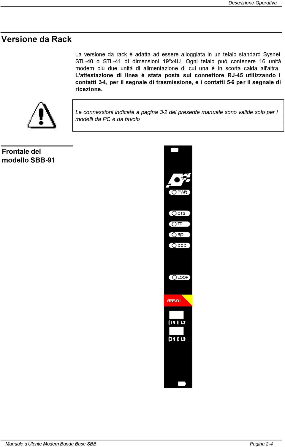 L'attestazione di linea è stata posta sul connettore RJ-45 utilizzando i contatti 3-4, per il segnale di trasmissione, e i contatti 5-6 per il segnale di