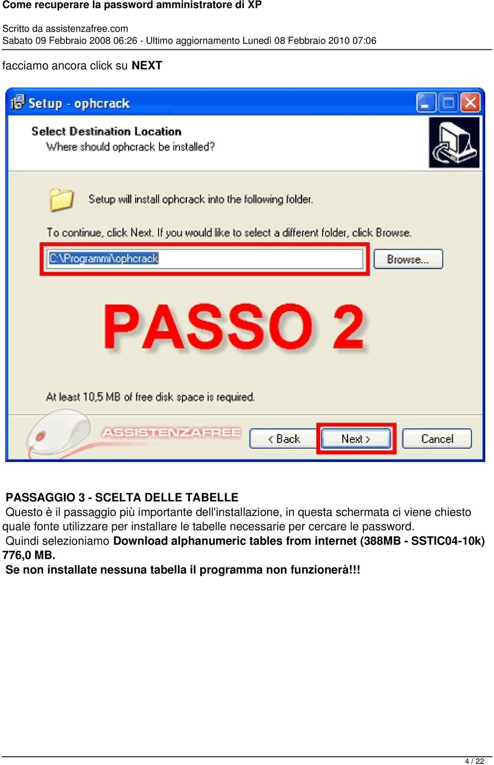 tabelle necessarie per cercare le password.