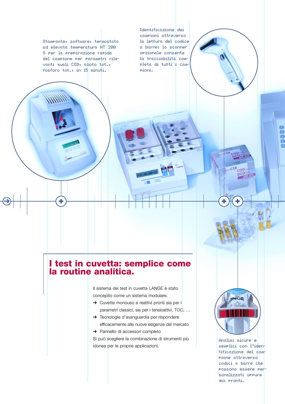 + + + I test in cuvetta: semplice come la routine analitica. Il sistema dei test in cuvetta LANGE è stato concepito come un sistema modulare.