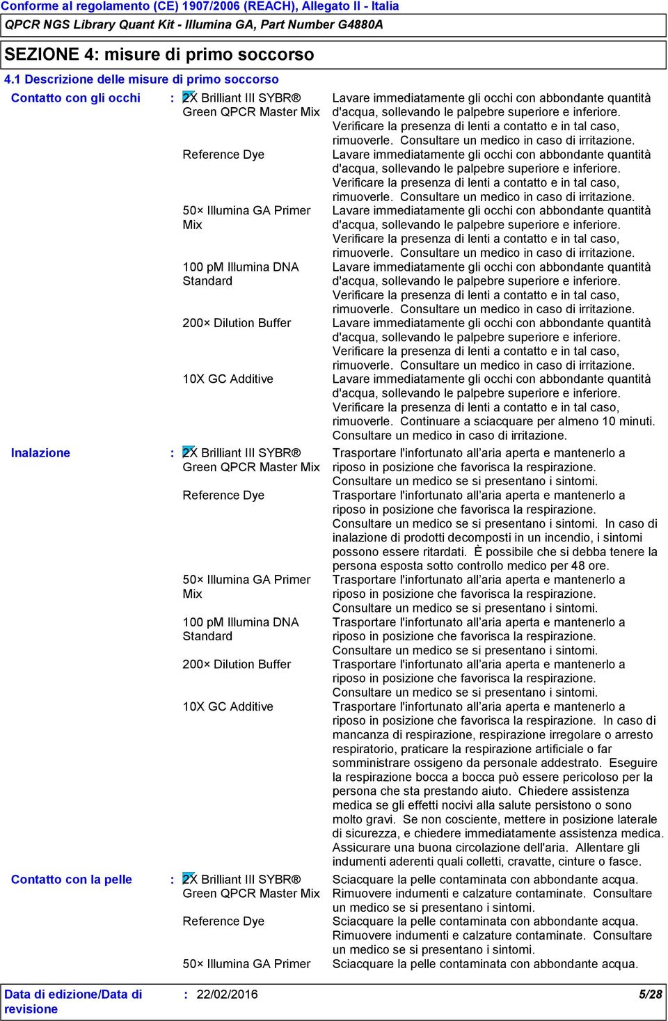 e inferiore. Verificare la presenza di lenti a contatto e in tal caso, rimuoverle. Consultare un medico in caso di irritazione.