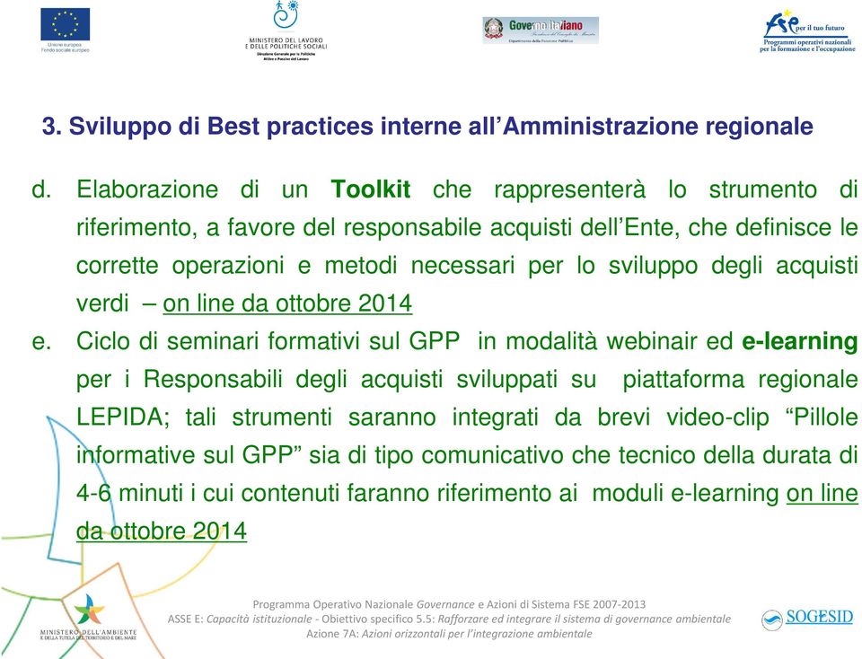 necessari per lo sviluppo degli acquisti verdi on line da ottobre 2014 e.