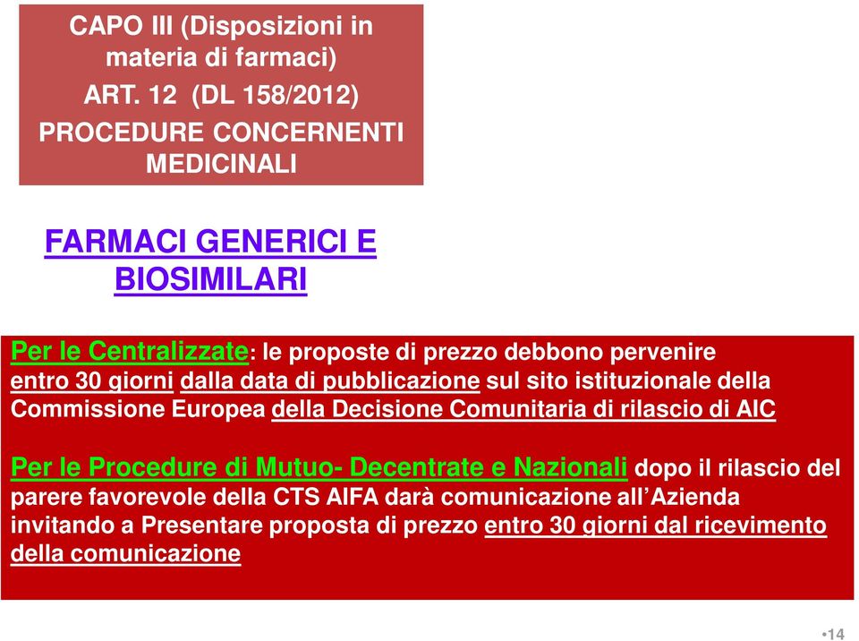 pervenire entro 30 giorni dalla data di pubblicazione sul sito istituzionale della Commissione Europea della Decisione Comunitaria di