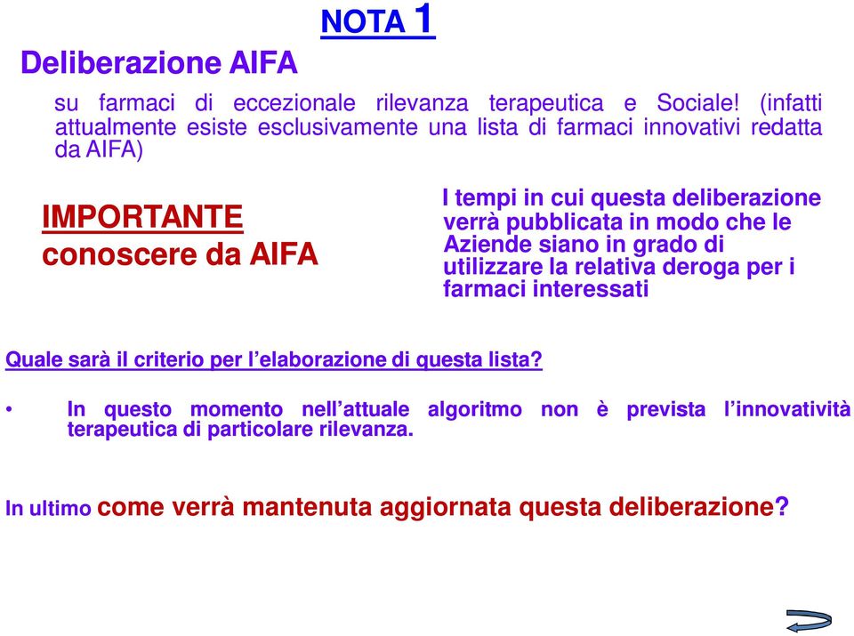 deliberazione verrà pubblicata in modo che le Aziende siano in grado di utilizzare la relativa deroga per i farmaci interessati Quale sarà il