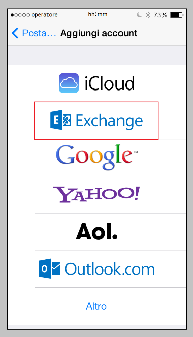 2.3.3 Selezionare Aggiungi account : 2.3.4 Scegliere Exchange : Figura 47