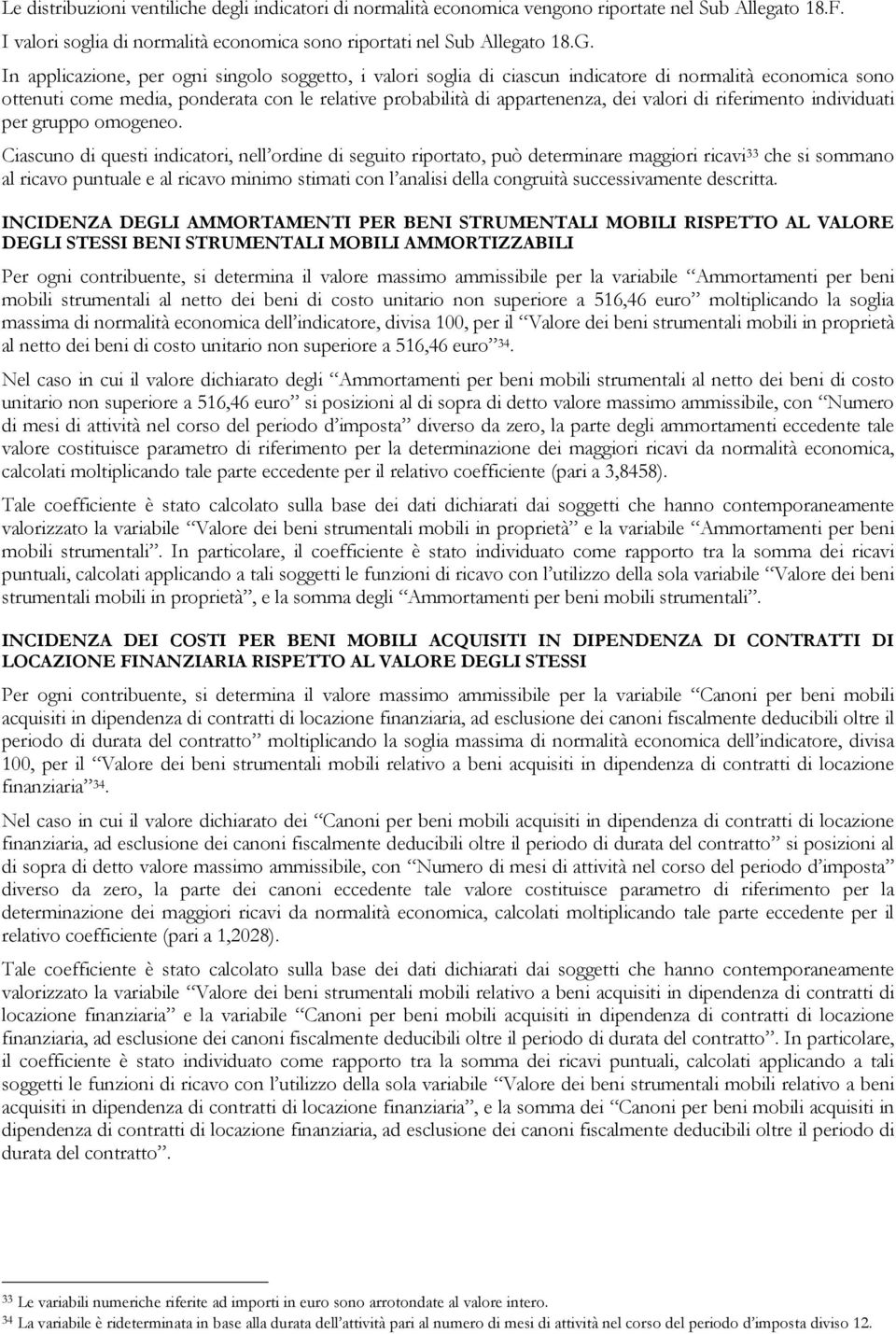 riferimento individuati per gruppo omogeneo.