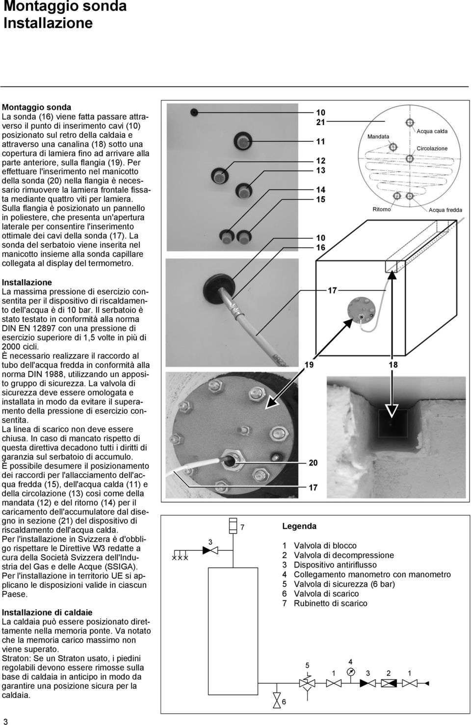 Per effettuare l'inserimento nel manicotto della sonda (20) nella flangia è necessario rimuovere la lamiera frontale fissata mediante quattro viti per lamiera.