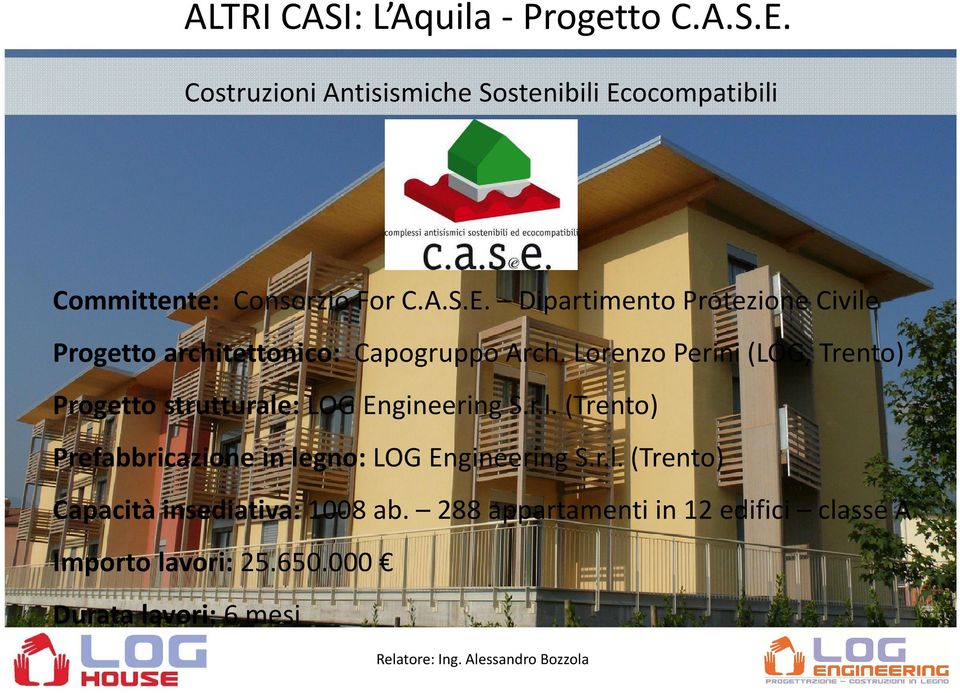 Lorenzo Perini (LOG, Trento) Progetto strutturale: LOG Engineering S.r.l. (Trento) Prefabbricazione in legno: LOG Engineering S.