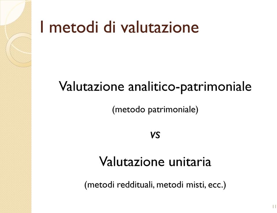 patrimoniale) vs Valutazione