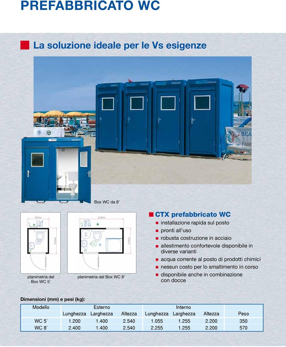 al posto di prodotti chimici nessun costo per lo smaltimento in corso disponibile anche in combinazione con docce Dimensioni (mm) e pesi (kg): Modello