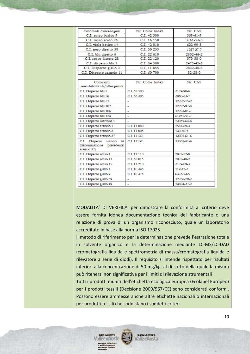 Il metodo di riferimento per la determinazione prevede l estrazione totale in solvente organico e la determinazione mediante LC-MS/LC-DAD (cromatografia liquida e spettrometria di massa/cromatografia