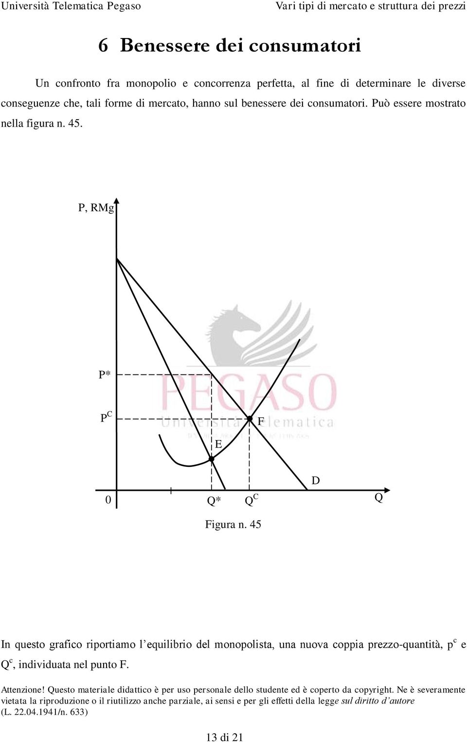 Può essere mostrato nella figura n. 45. P, RMg P* P C E F 0 Q* Q C D Q Figura n.