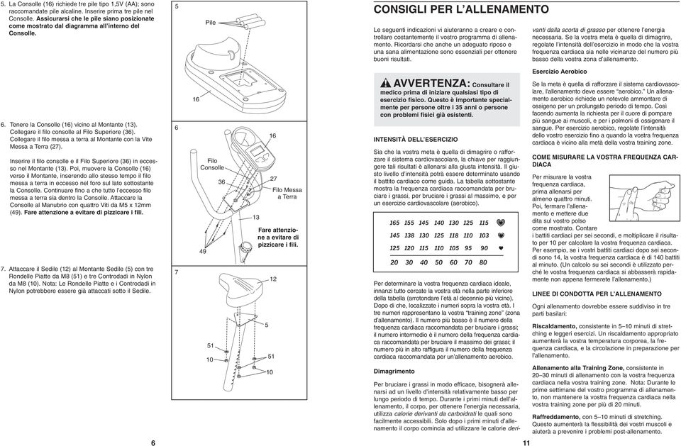 Pile CONSIGLI PER L ALLENAMENTO Le seguenti indicazioni vi aiuteranno a creare e controllare costantemente il vostro programma di allenamento.