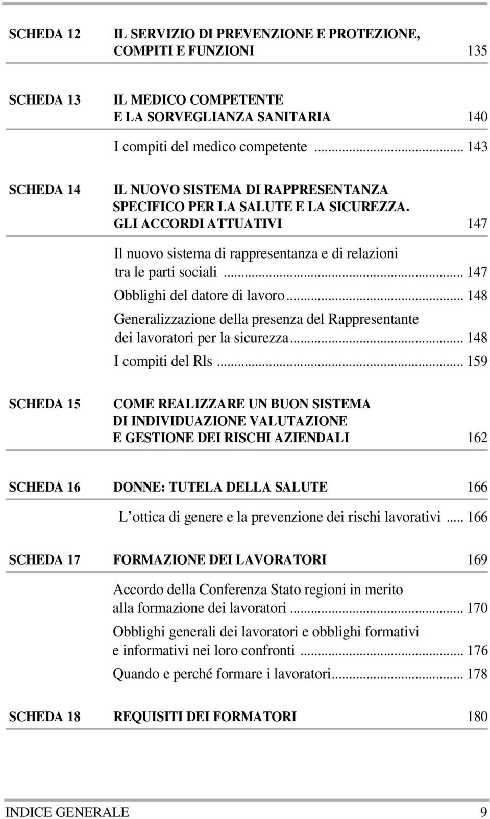 .. 147 Obblighi del datore di lavoro... 148 Generalizzazione della presenza del Rappresentante dei lavoratori per la sicurezza... 148 I compiti del Rls.