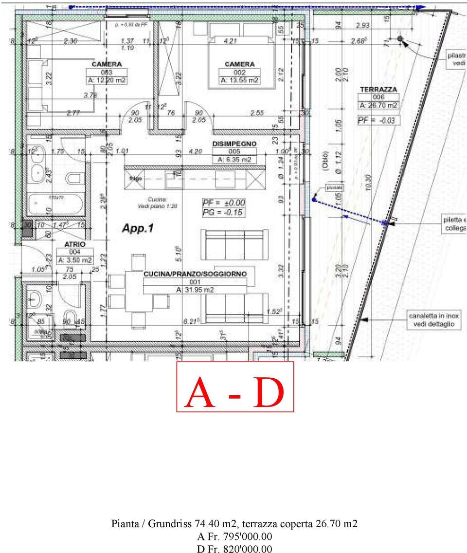 40 m2, terrazza coperta