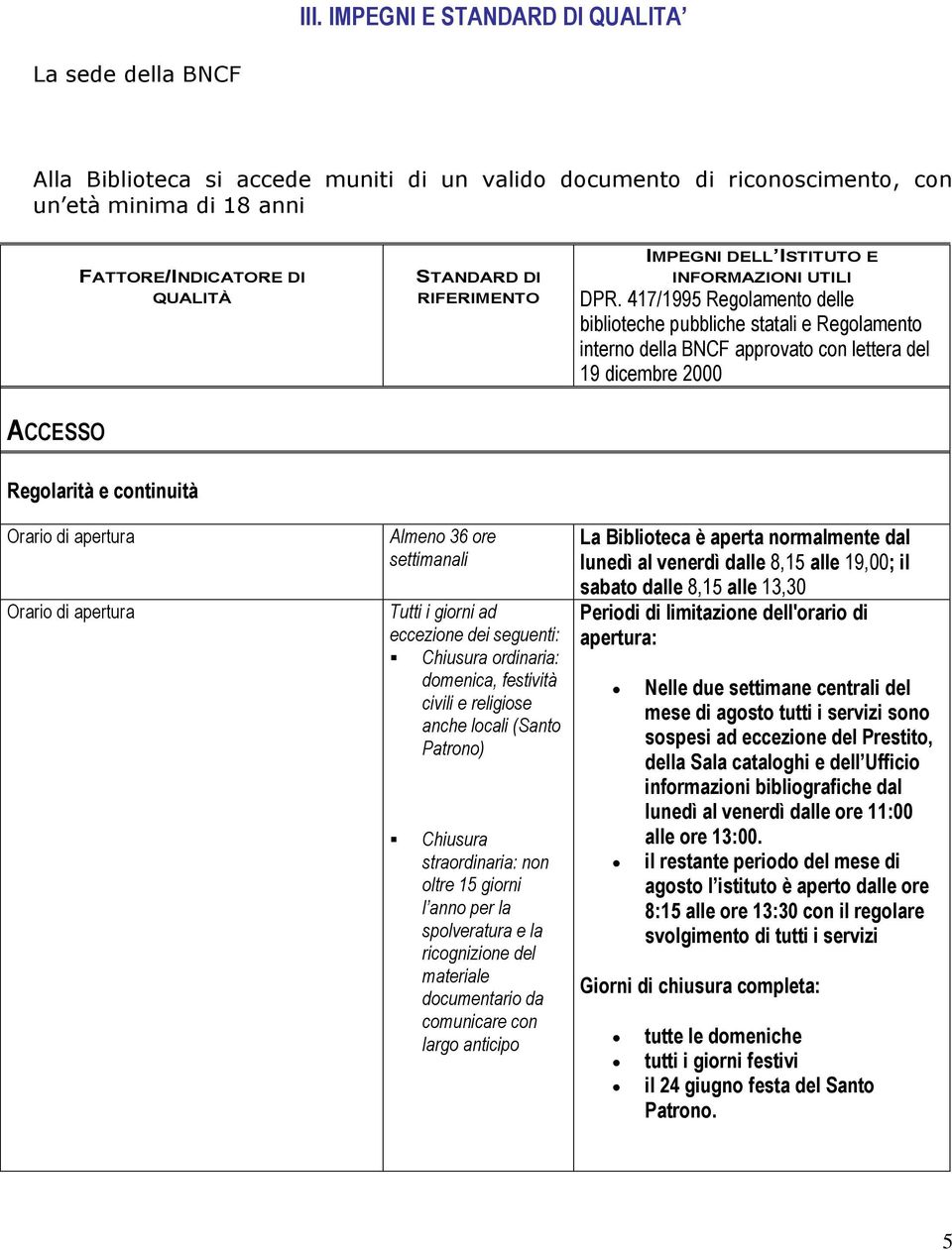 Chiusura straordinaria: non oltre 15 giorni l anno per la spolveratura e la ricognizione del materiale documentario da comunicare con largo anticipo La Biblioteca è aperta normalmente dal lunedì al