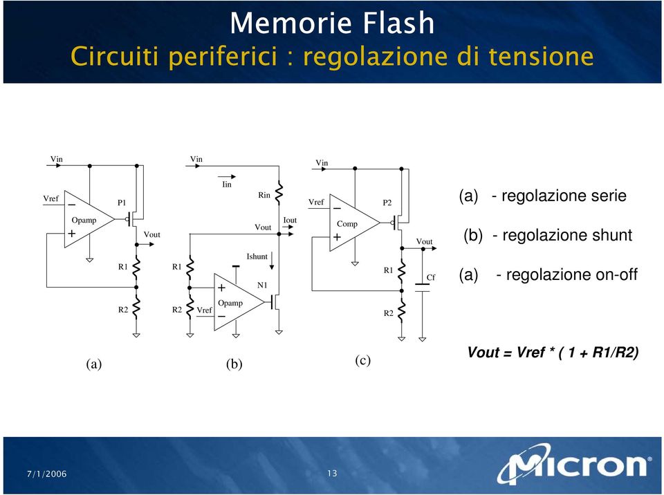 (b) - regolazione shunt R1 R1 Ishunt N1 R1 Cf (a) - regolazione