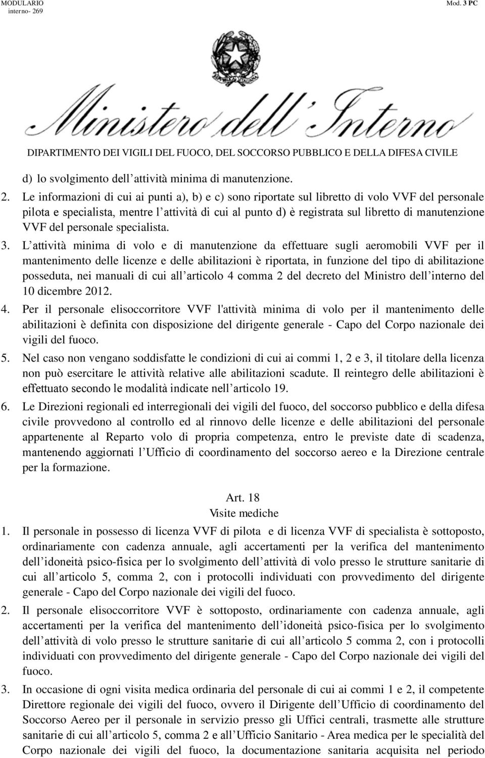 VVF del personale specialista. 3.