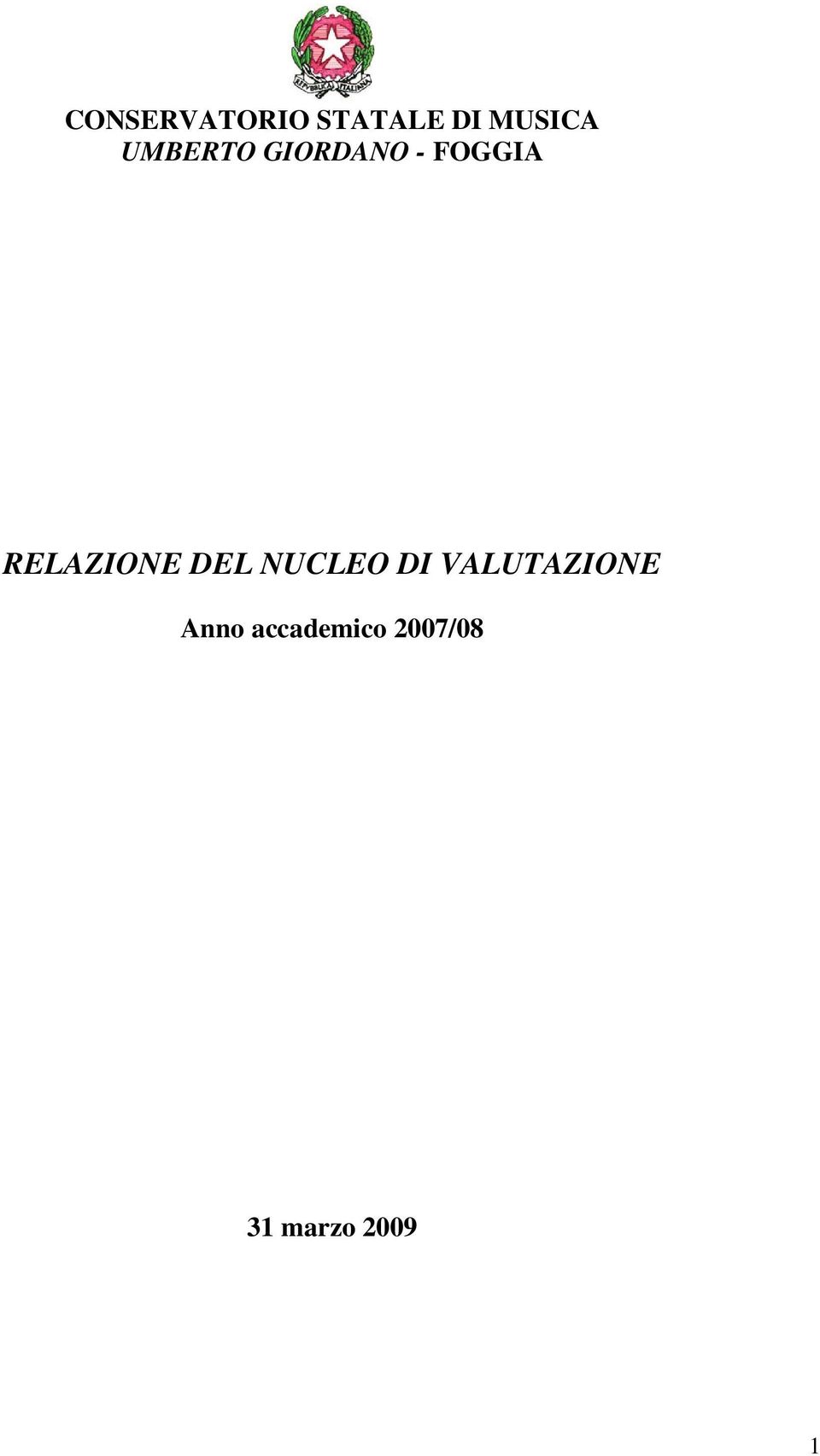 RELAZIONE DEL NUCLEO DI