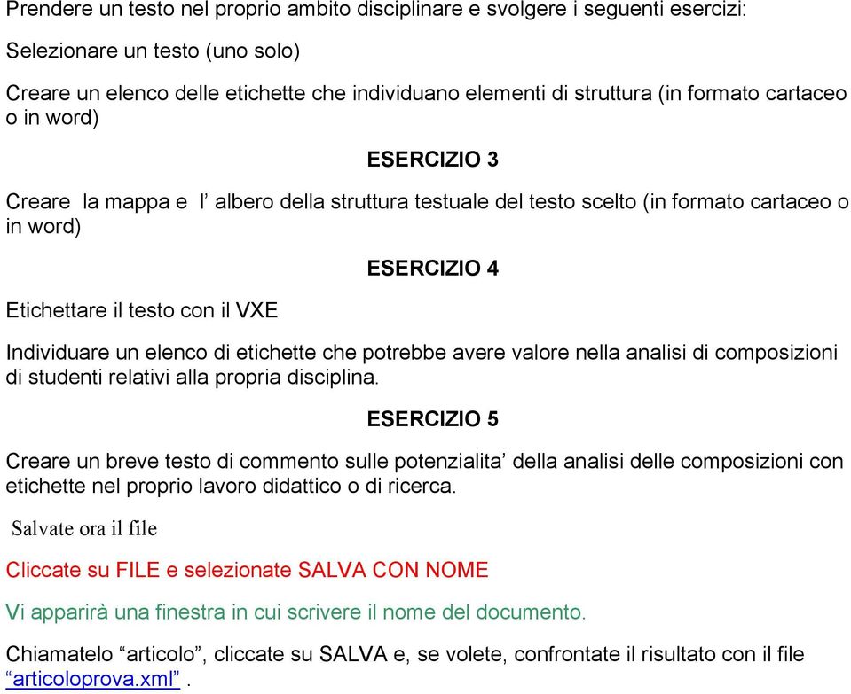 di etichette che potrebbe avere valore nella analisi di composizioni di studenti relativi alla propria disciplina.