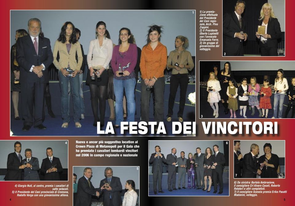 2 3 LA FESTA DEI VINCITORI 4 Nuova e ancor più suggestiva location al Crown Plaza di Metanopoli per il Gala che ha premiato i cavalieri lombardi vincitori nel 2006 in campo regionale