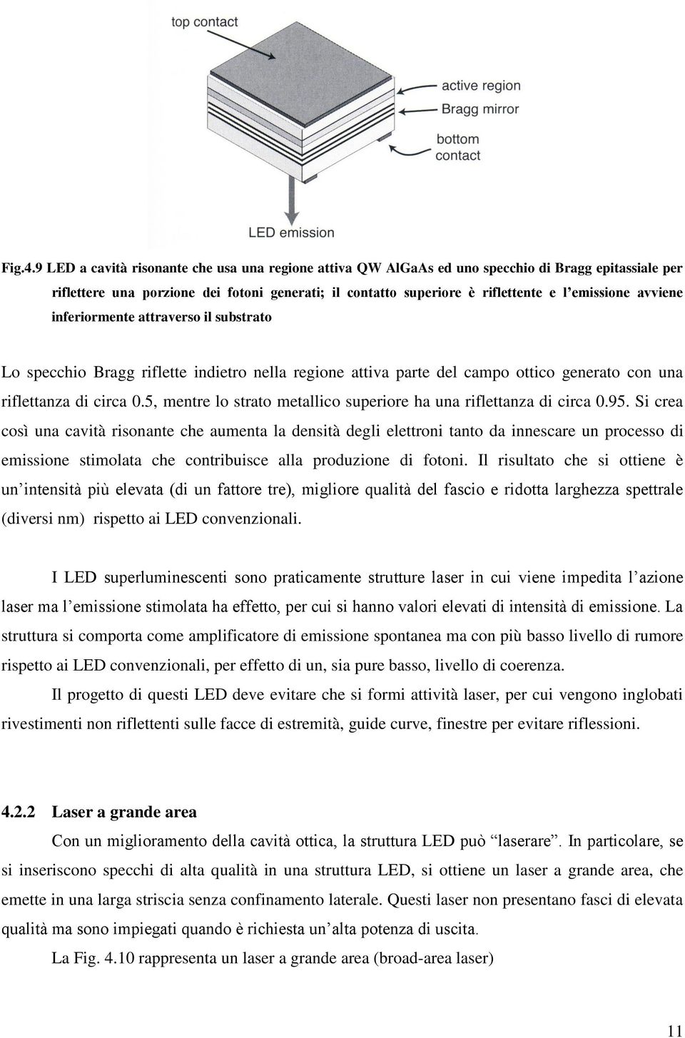 avviene inferiormente attraverso il substrato Lo specchio Bragg riflette indietro nella regione attiva parte del campo ottico generato con una riflettanza di circa 0.