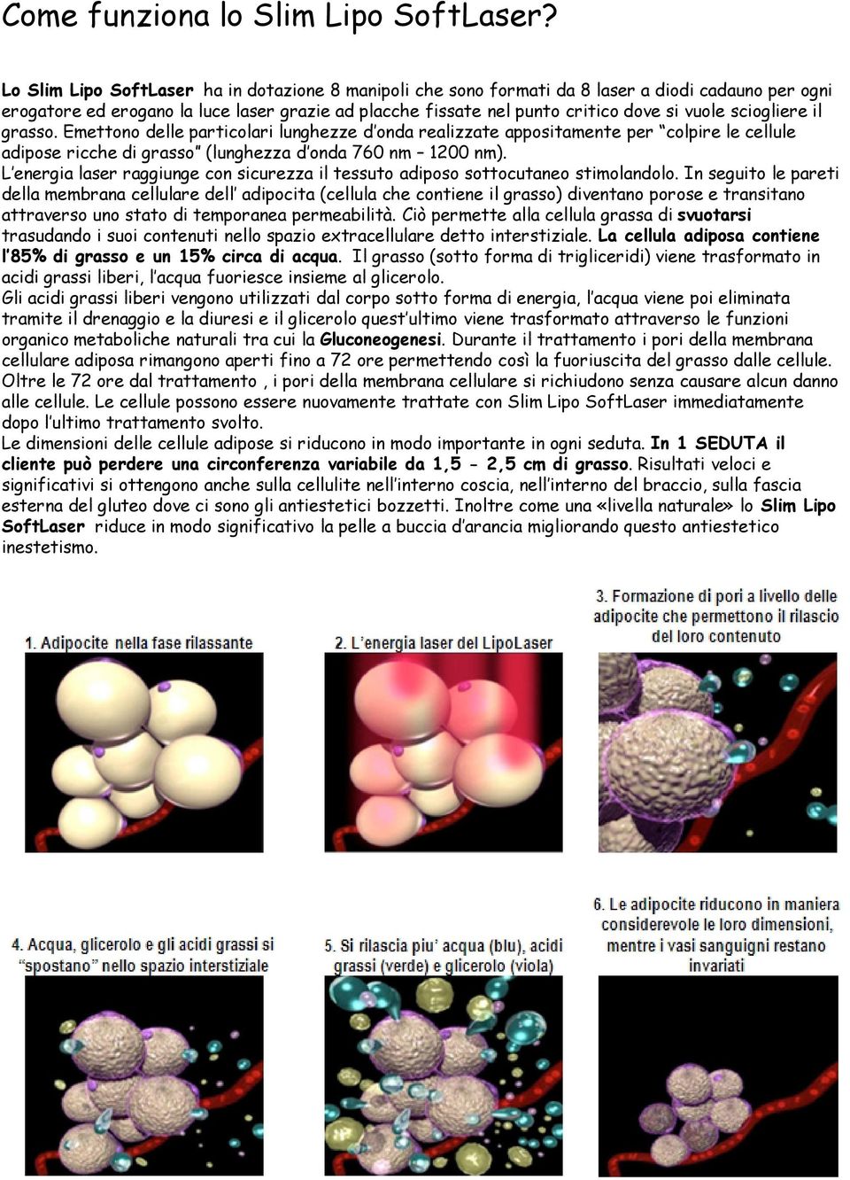 sciogliere il grasso. Emettono delle particolari lunghezze d onda realizzate appositamente per colpire le cellule adipose ricche di grasso (lunghezza d onda 760 nm 1200 nm).