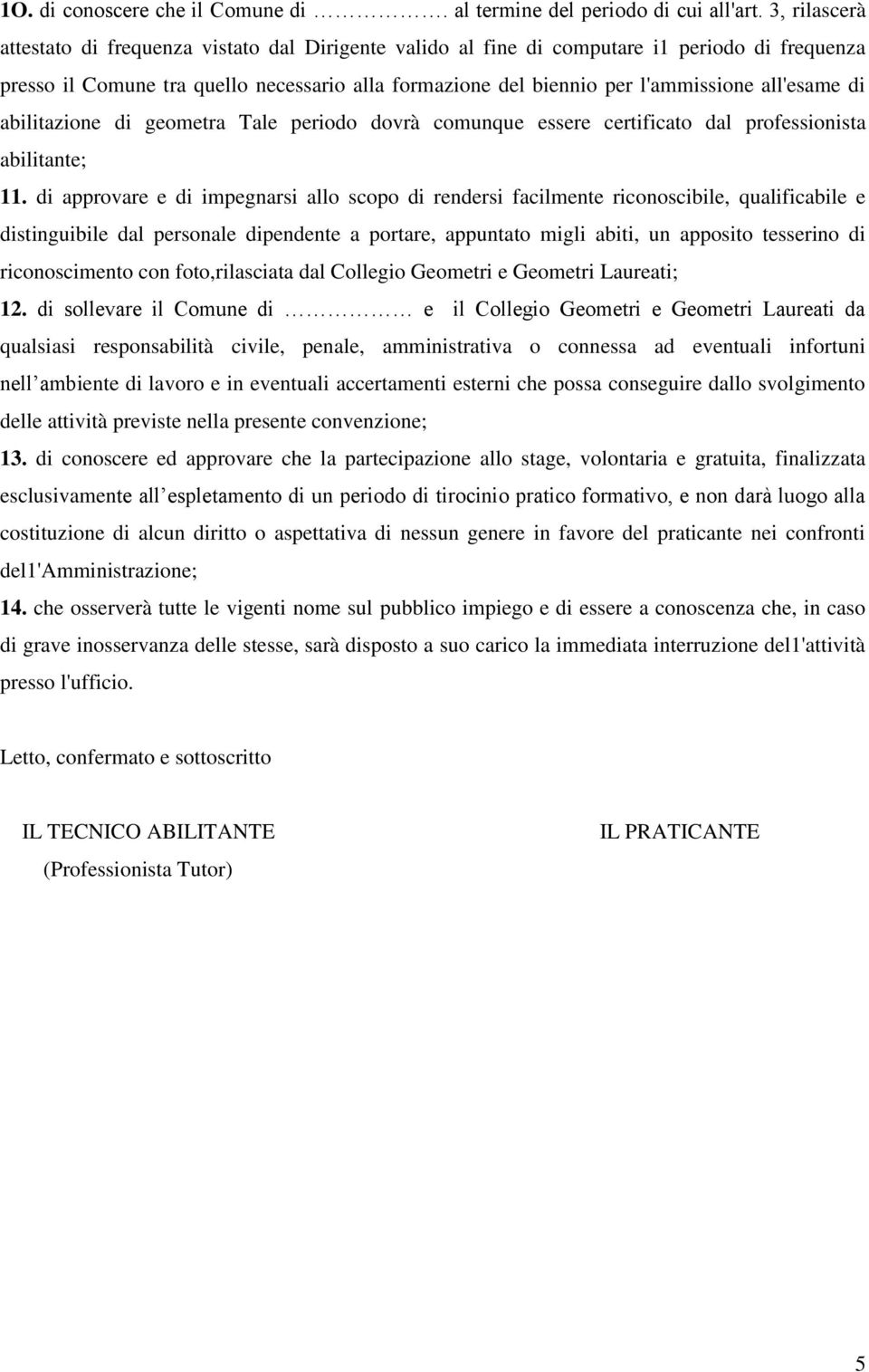 all'esame di abilitazione di geometra Tale periodo dovrà comunque essere certificato dal professionista abilitante; 11.