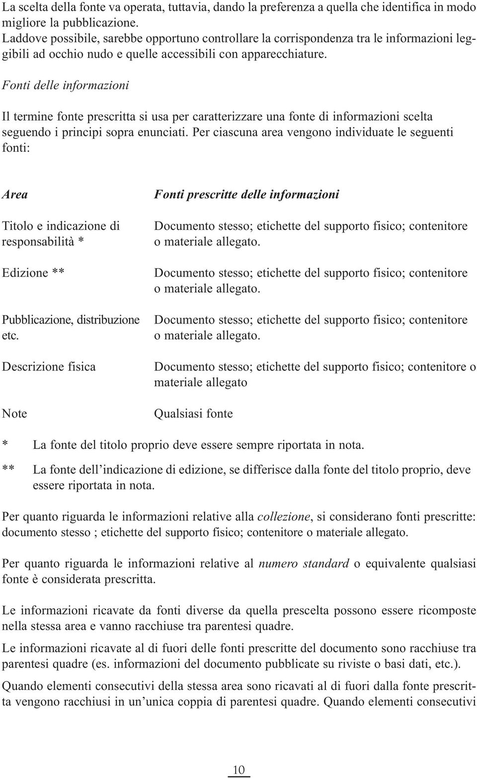 Fonti delle informazioni Il termine fonte prescritta si usa per caratterizzare una fonte di informazioni scelta seguendo i principi sopra enunciati.