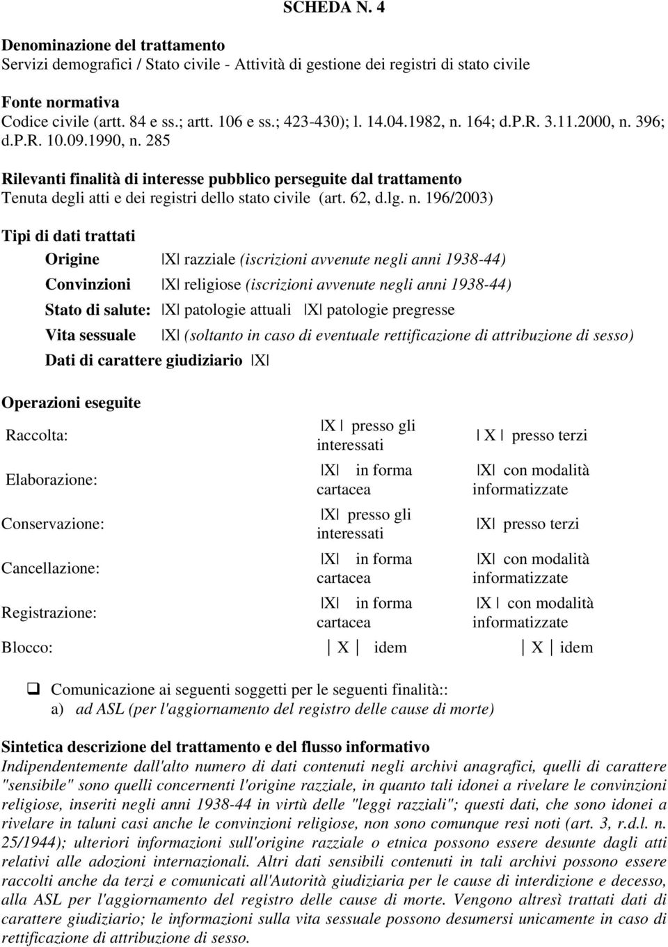 285 Tenuta degli atti e dei registri dello stato civile (art. 62, d.lg. n.