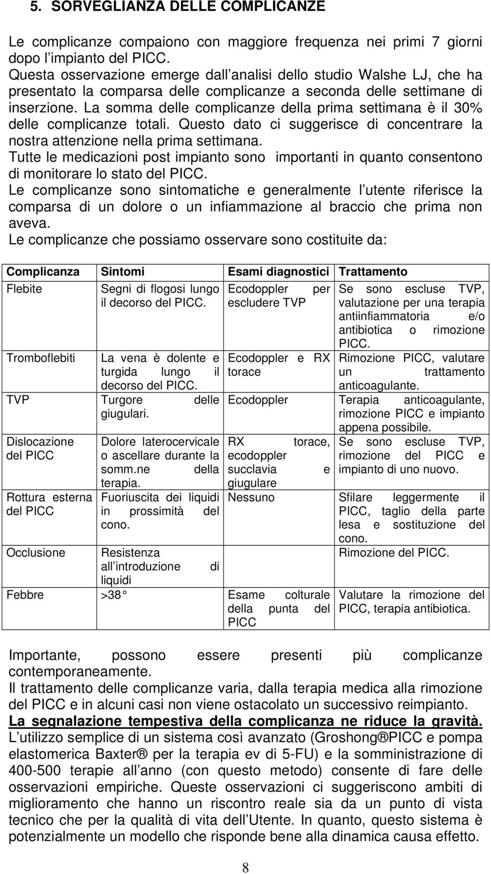 La somma delle complicanze della prima settimana è il 30% delle complicanze totali. Questo dato ci suggerisce di concentrare la nostra attenzione nella prima settimana.