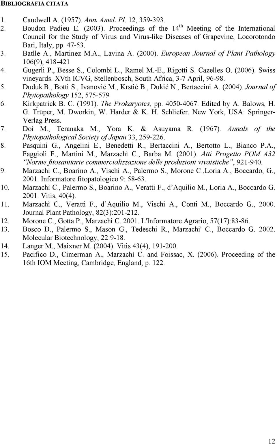 (2000). European Journal of Plant Pathology 106(9), 418-421 4. Gugerli P., Besse S., Colombi L., Ramel M.-E., Rigotti S. Cazelles O. (2006). Swiss vineyards.