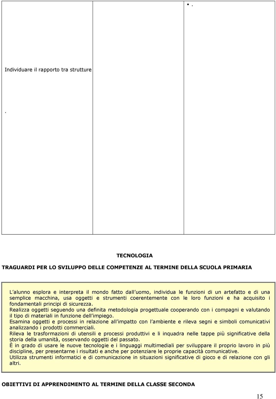 acquisito i fondamentali principi di sicurezza. Realizza oggetti seguendo una definita metodologia progettuale cooperando con i compagni e valutando il tipo di materiali in funzione dell impiego.