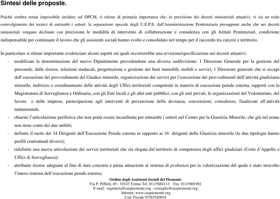 settori: la separazione epocale degli U.E.