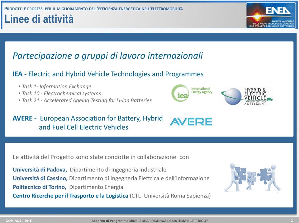 for Battery, Hybrid and Fuel Cell Electric Vehicles Le attività del Progetto sono state condotte in collaborazione con Università di Padova, Dipartimento di Ingegneria Industriale