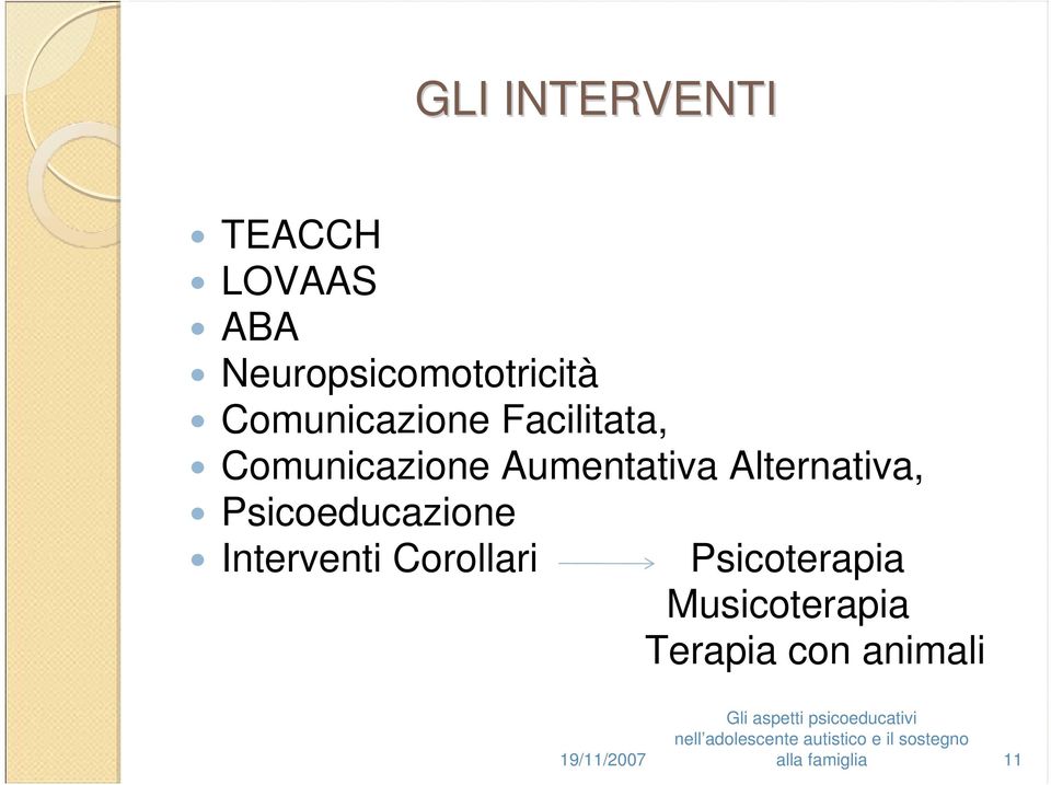 Alternativa, Psicoeducazione Interventi Corollari